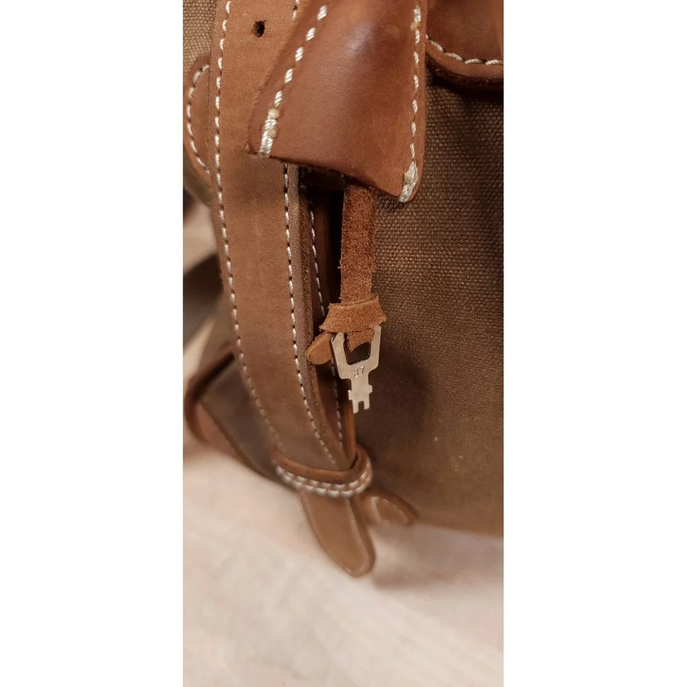 J Peterman Company Leather & Canvas Gladstone Brown Safari Travel Duffle Bag